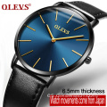 OLEVS, reloj de cuarzo de cuero de lujo para hombre, calendario ultrafino, minimalista, informal, de negocios, relojes delgados para hombre, 2021, Reloj de gran venta